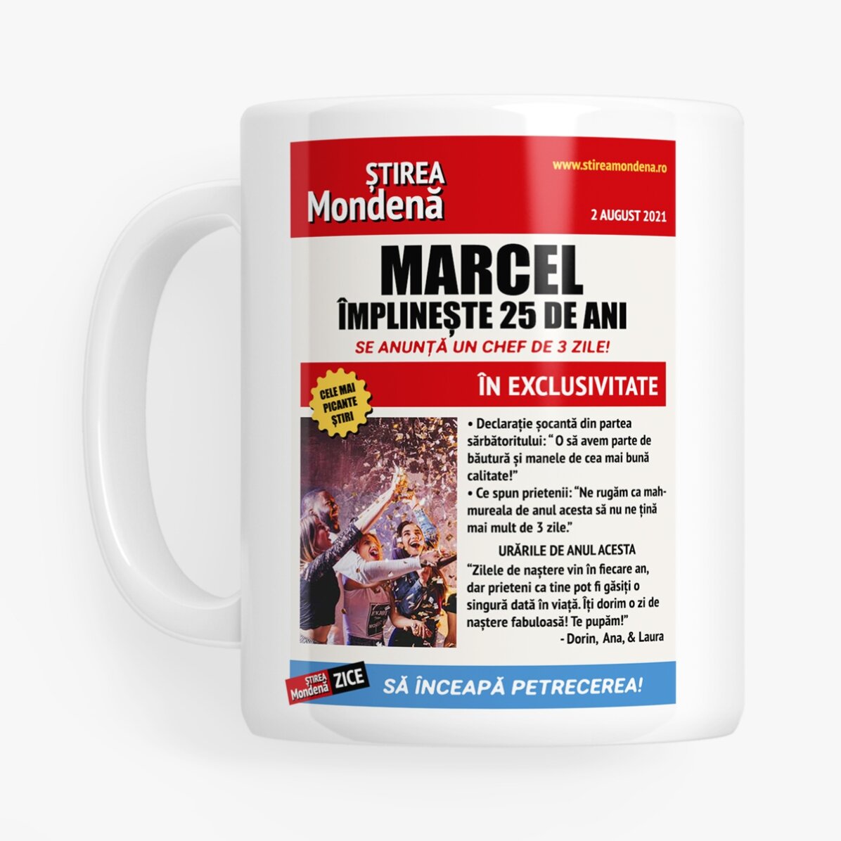 Cană personalizată cu poză și text - Știri mondene