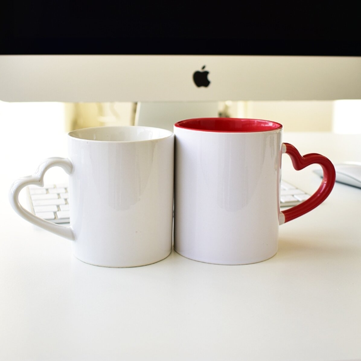 Personalised mug with photo and text - I love you! - heart-shaped handle design