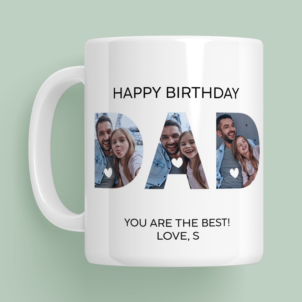 Personalised mug with photos and a message - Dad