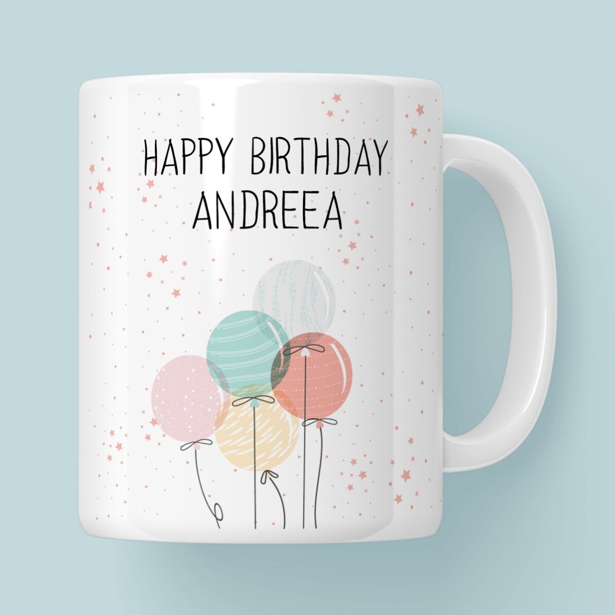 Personalised mug with text - Colourful balloons