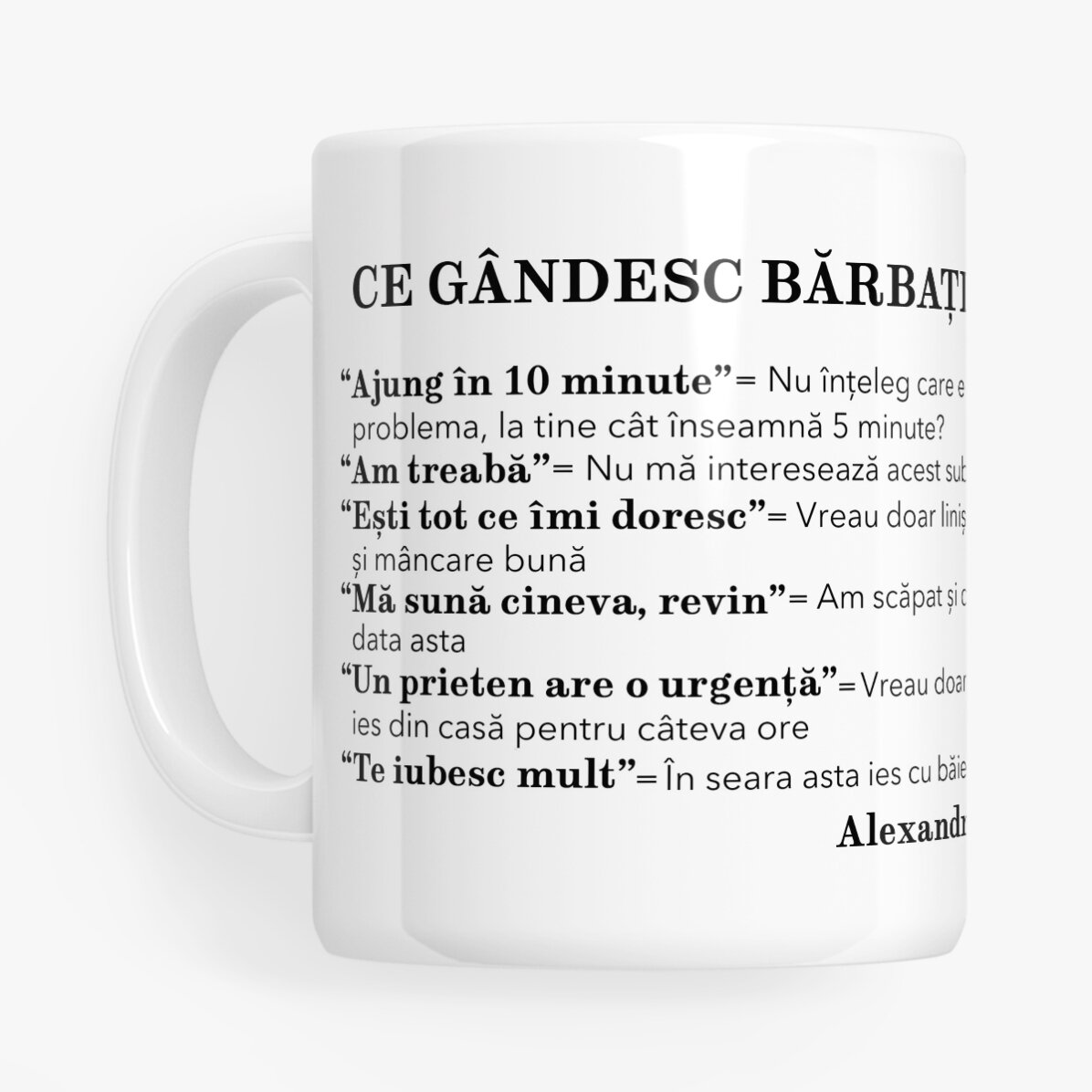 Cană personalizată cu text - Ce gândesc bărbații