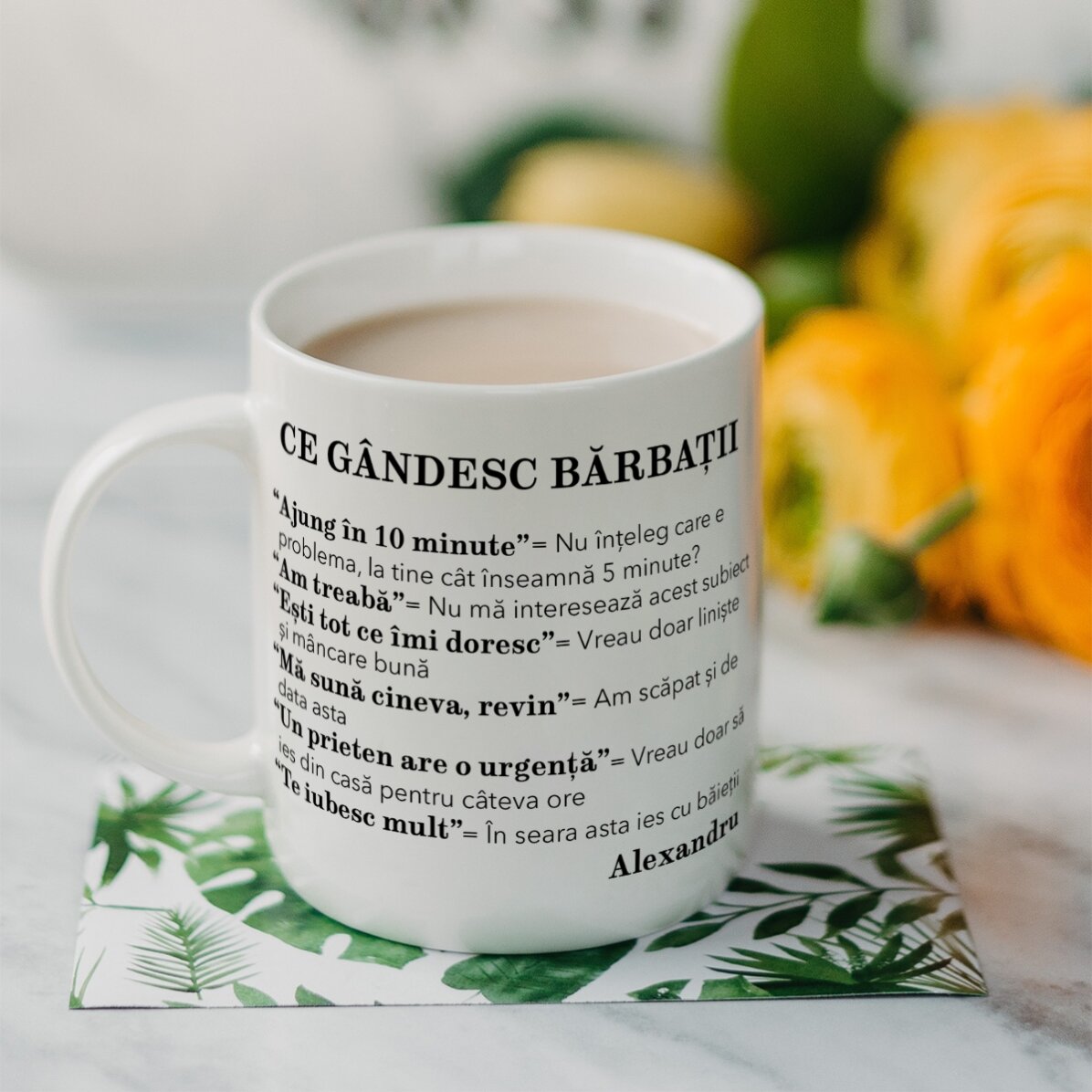 Cană personalizată cu text - Ce gândesc bărbații