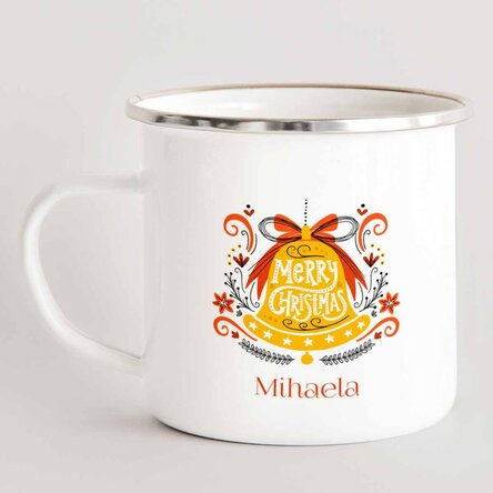 Cană emailată personalizată cu text - Clopot