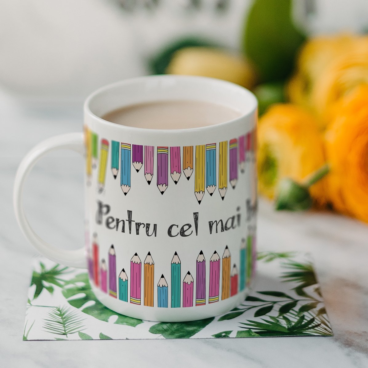 Cană personalizată cu text - Creioane colorate