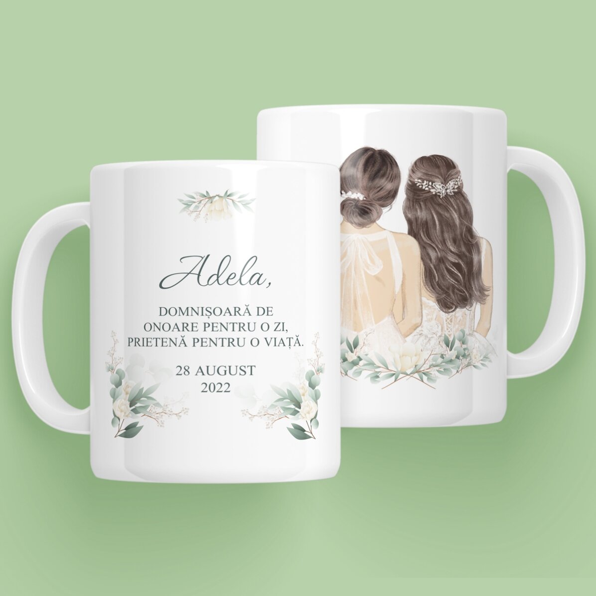 Cană personalizată cu text - Domnișoară de onoare