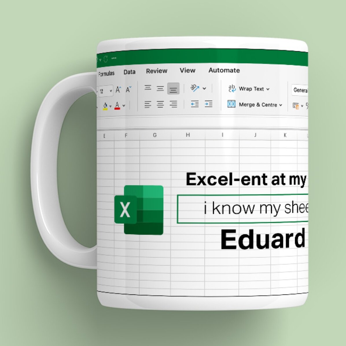 Cană personalizată cu text - Excel