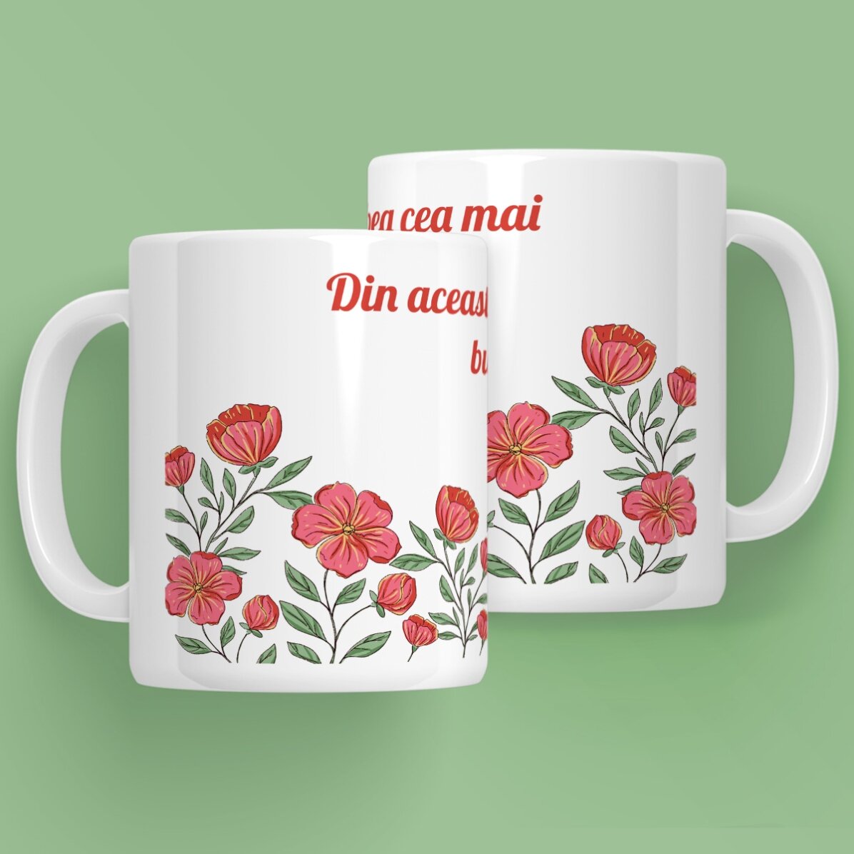 Personalised mug with text - Floral
