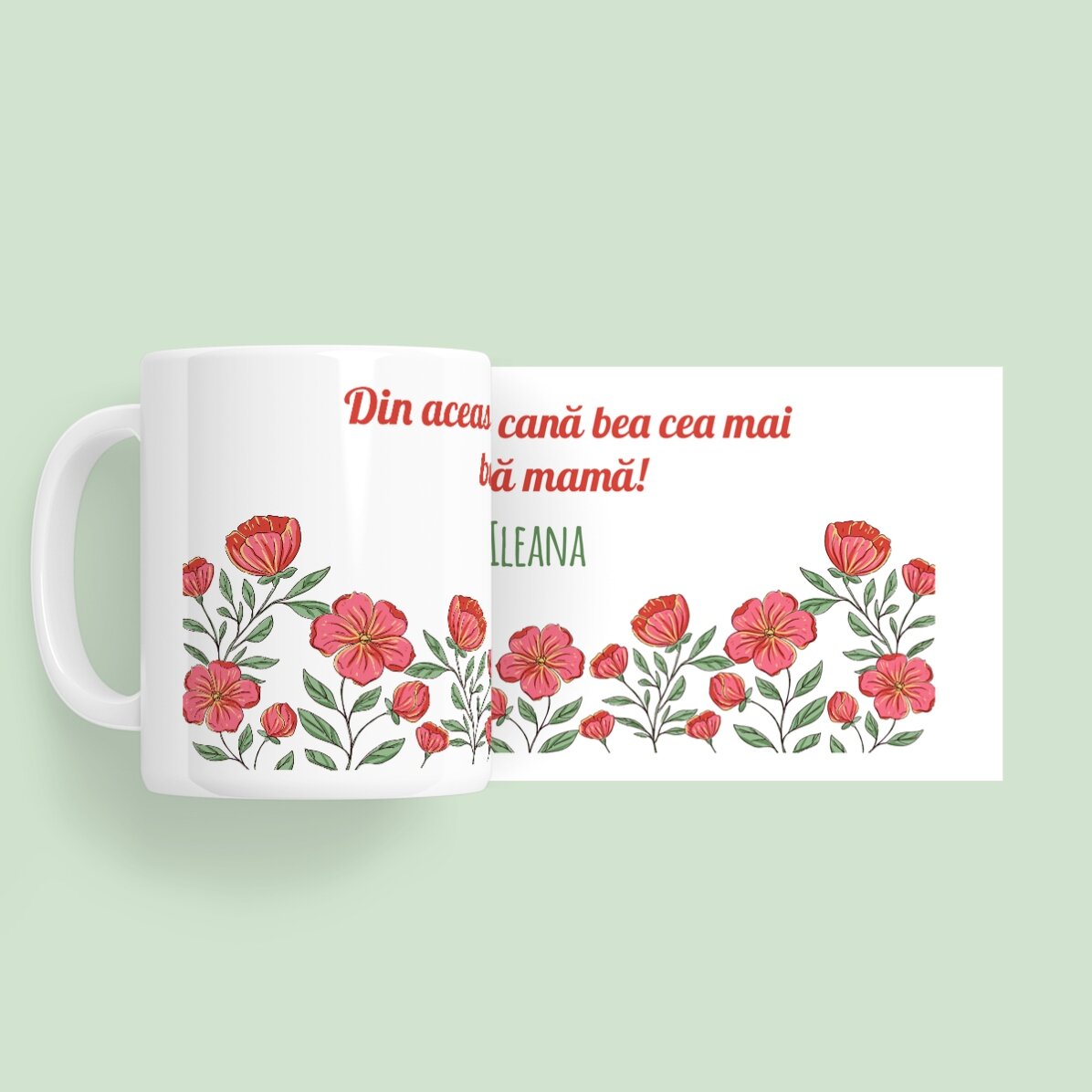 Personalised mug with text - Floral