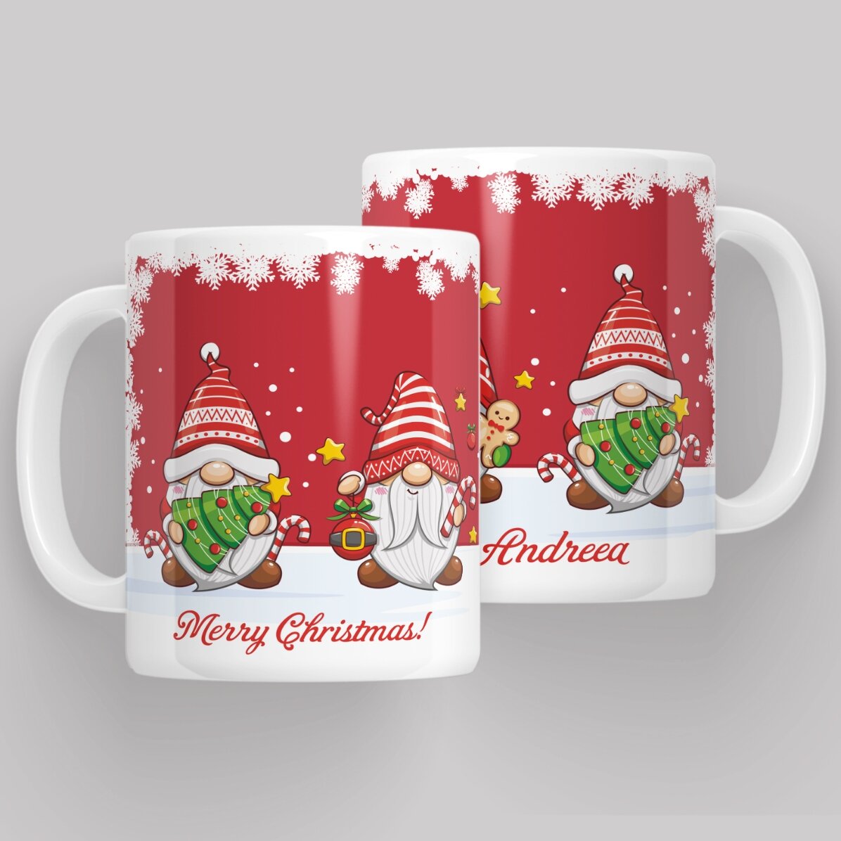Personalised mug with text - Christmas gnomes