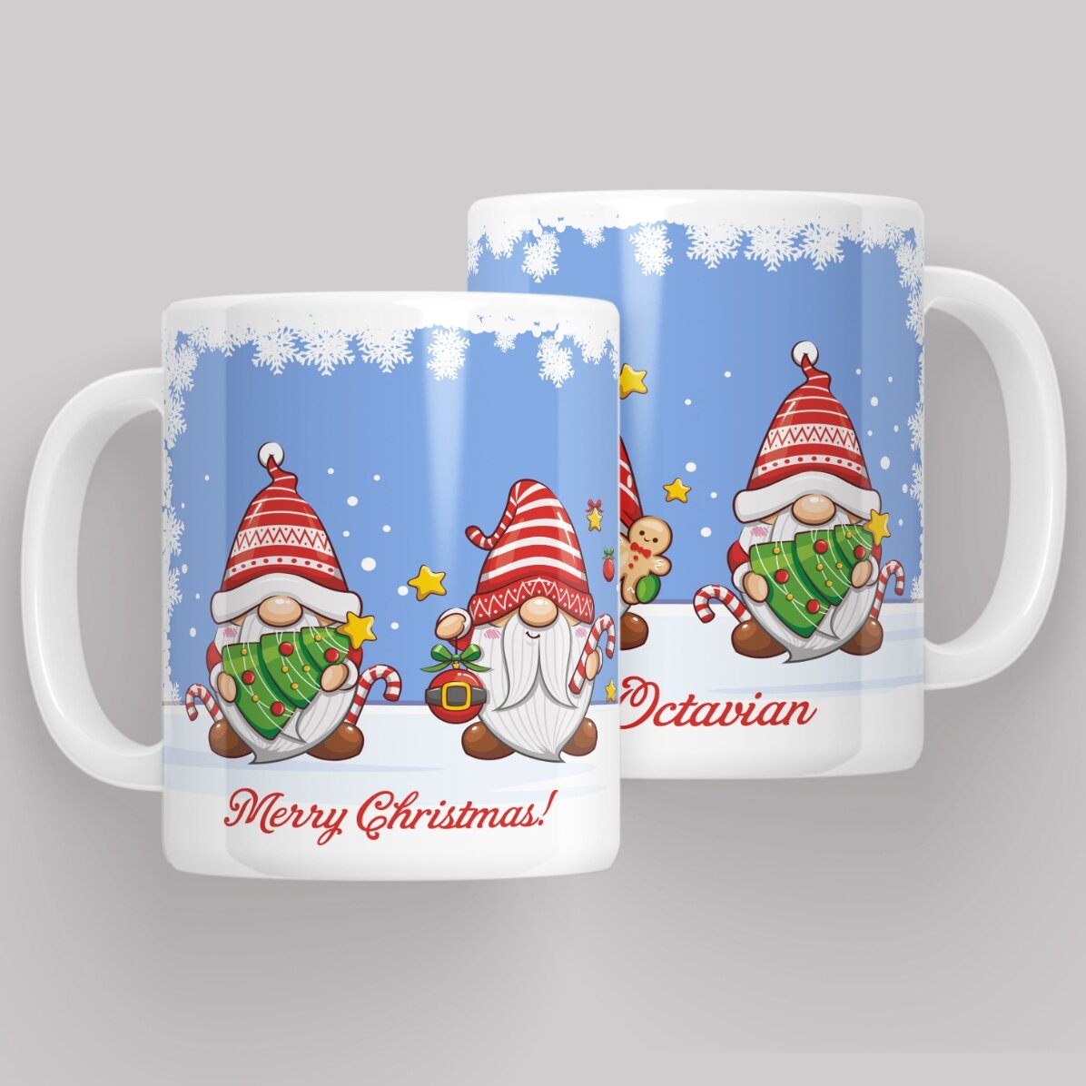 Personalised mug with text - Christmas gnomes
