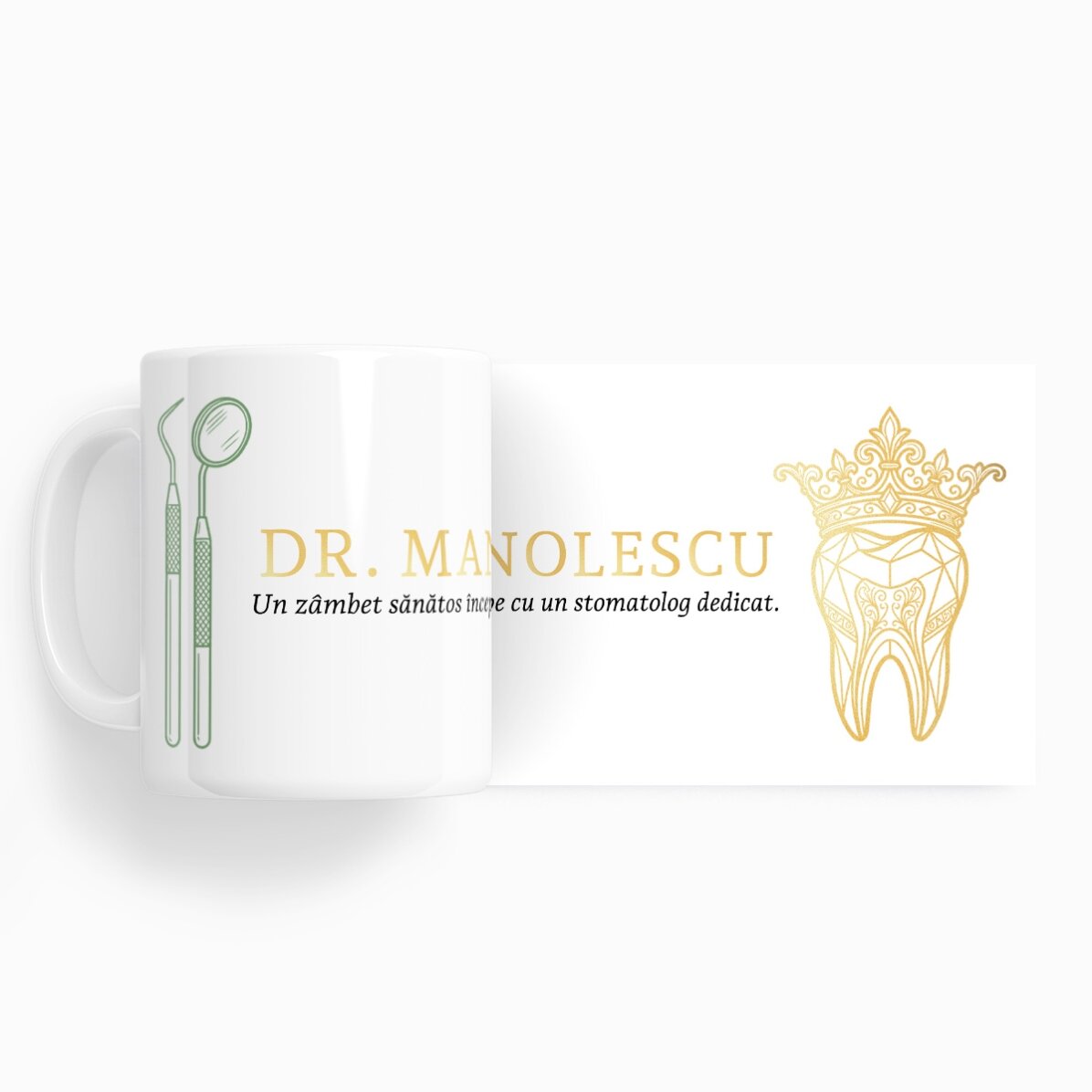Personalised mug with text - Golden Dentist