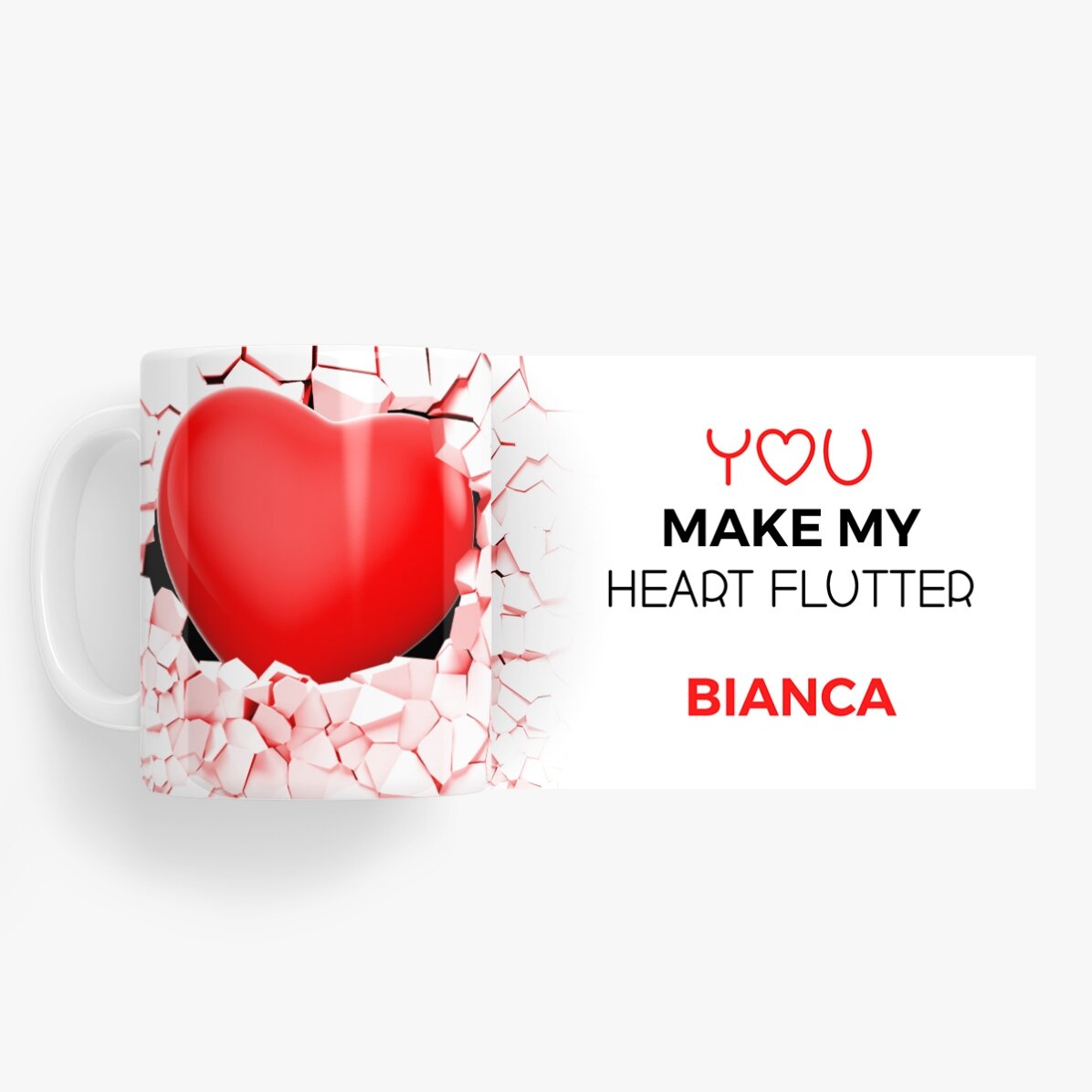 Cană personalizată cu text - Heart Bang