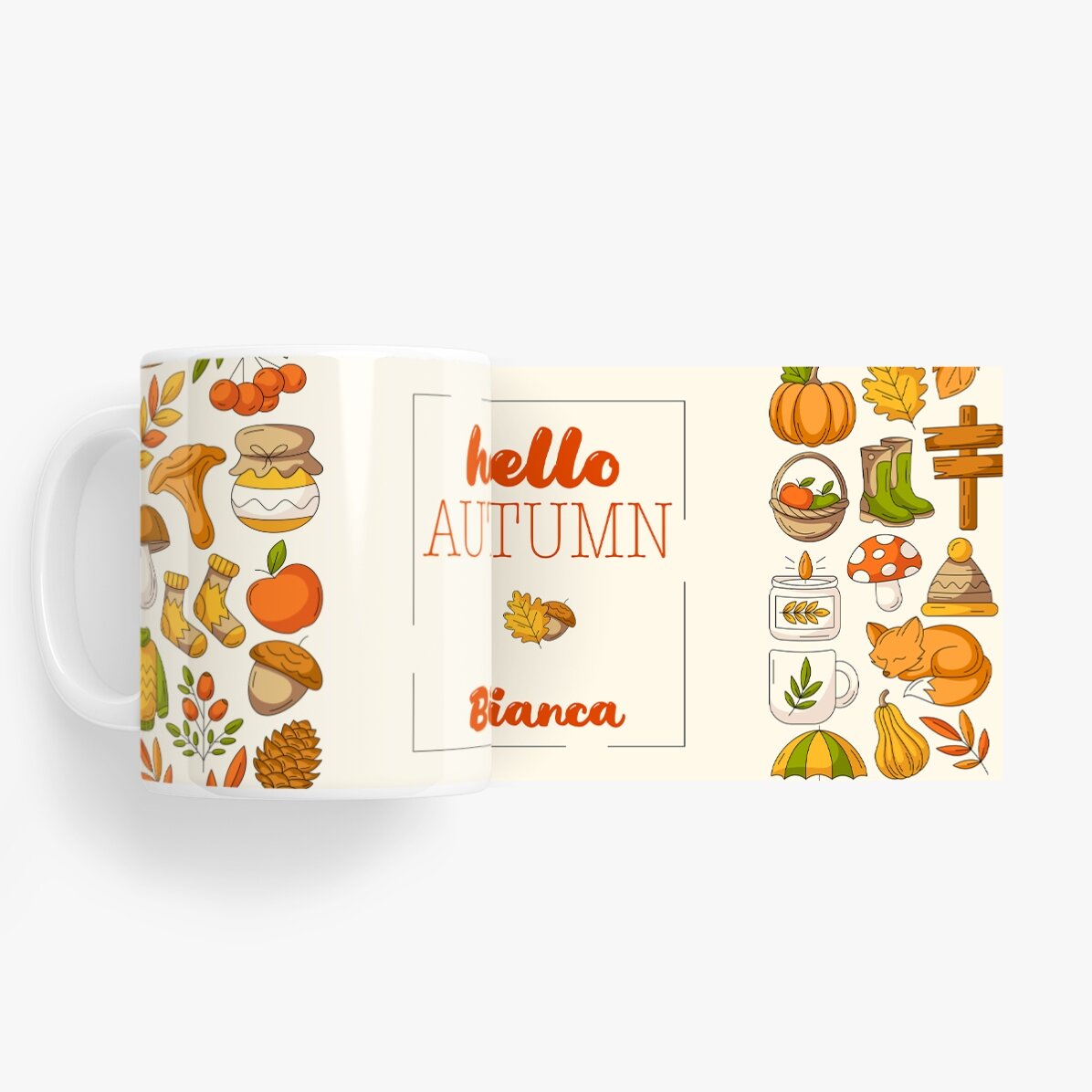 Personalised mug with text - Hello Autumn