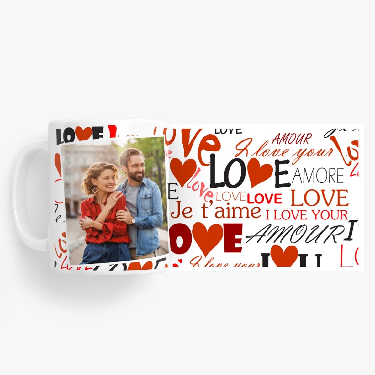 Cană personalizată cu text Love și o poză