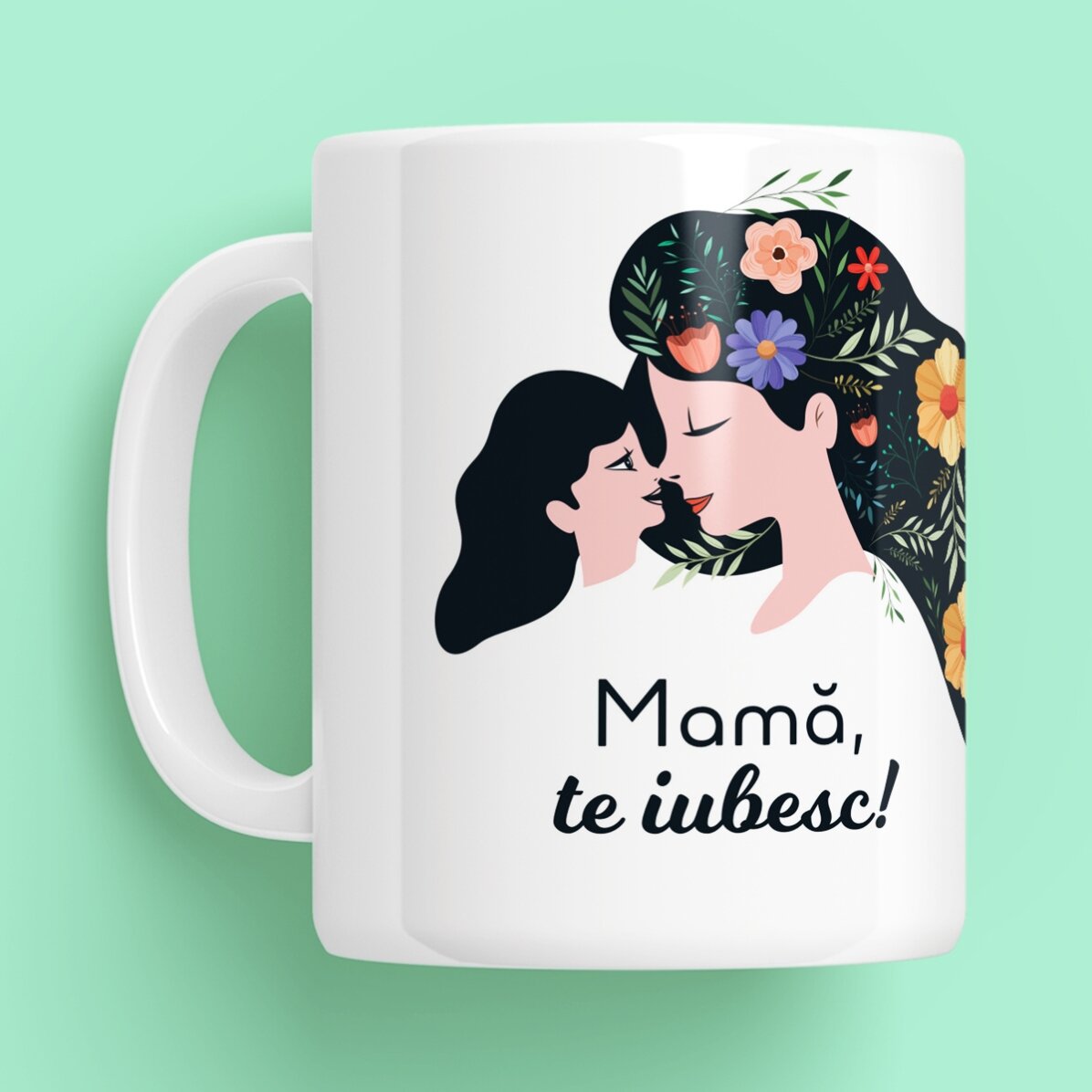 Cană personalizată cu text - Mamă, te iubesc! 