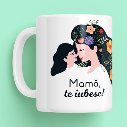 Cană personalizată cu text - Mamă, te iubesc! 