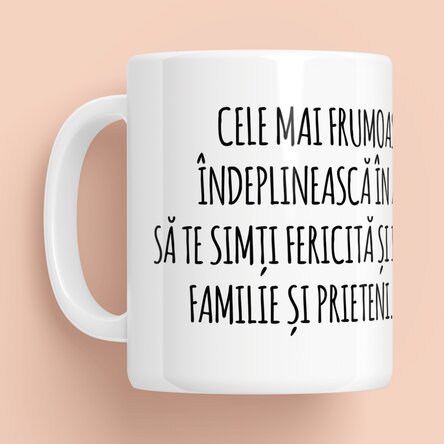 Cană personalizată cu text - Mesaj pentru prieteni