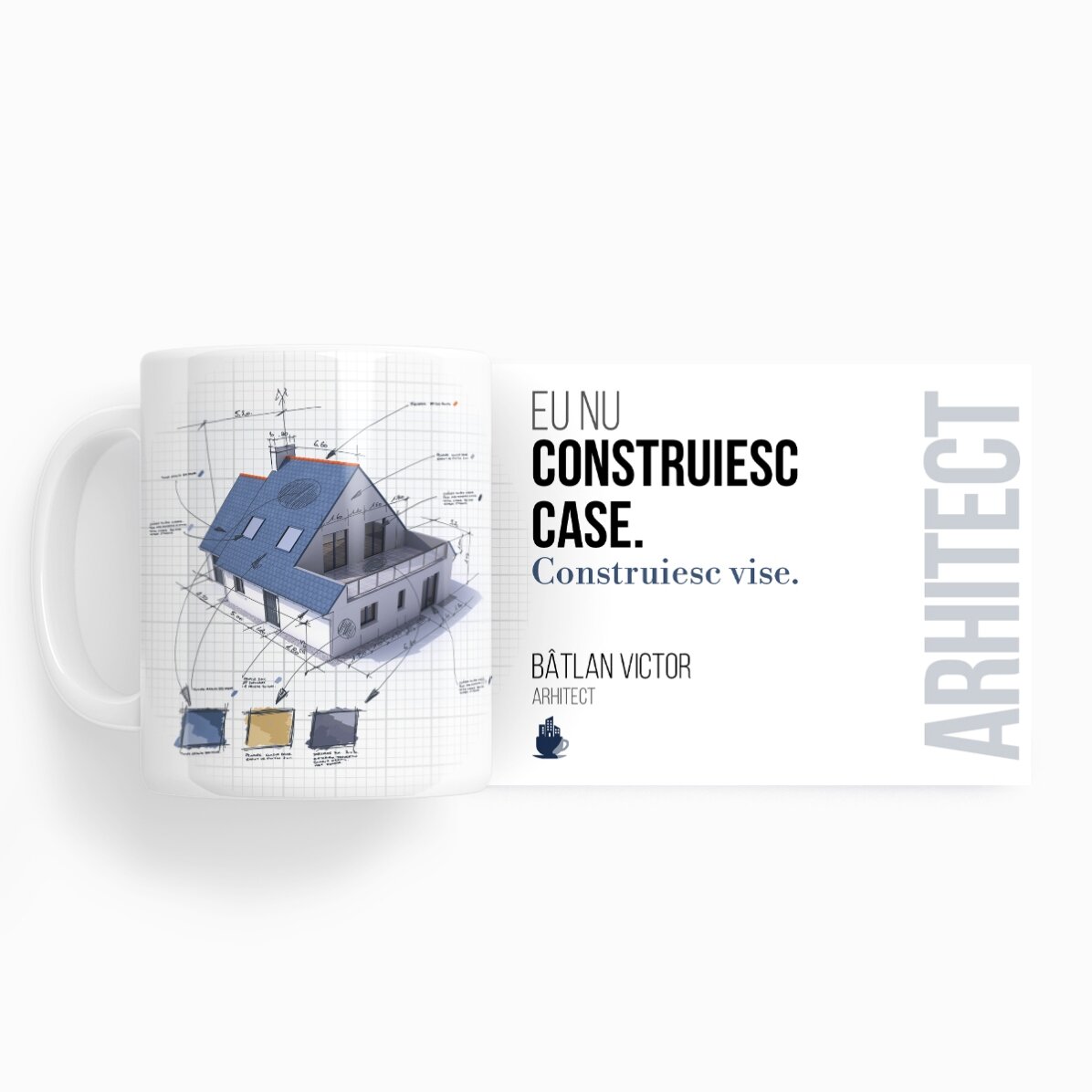 Personalised mug with text for architects