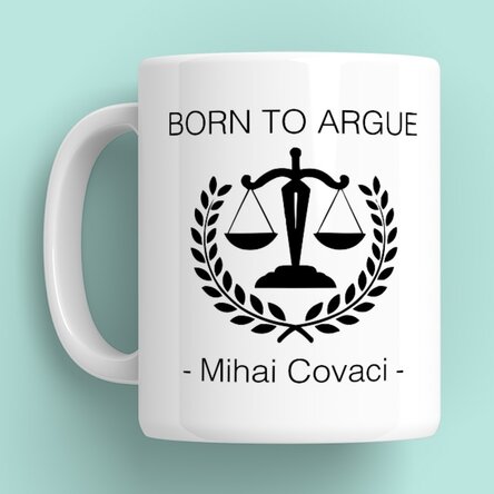 Cană personalizată cu text pentru avocați - Born to argue