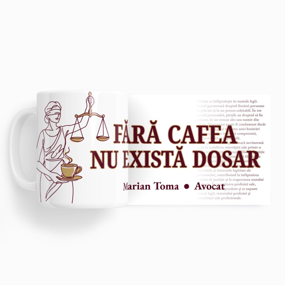 Personalised mug with text for lawyers