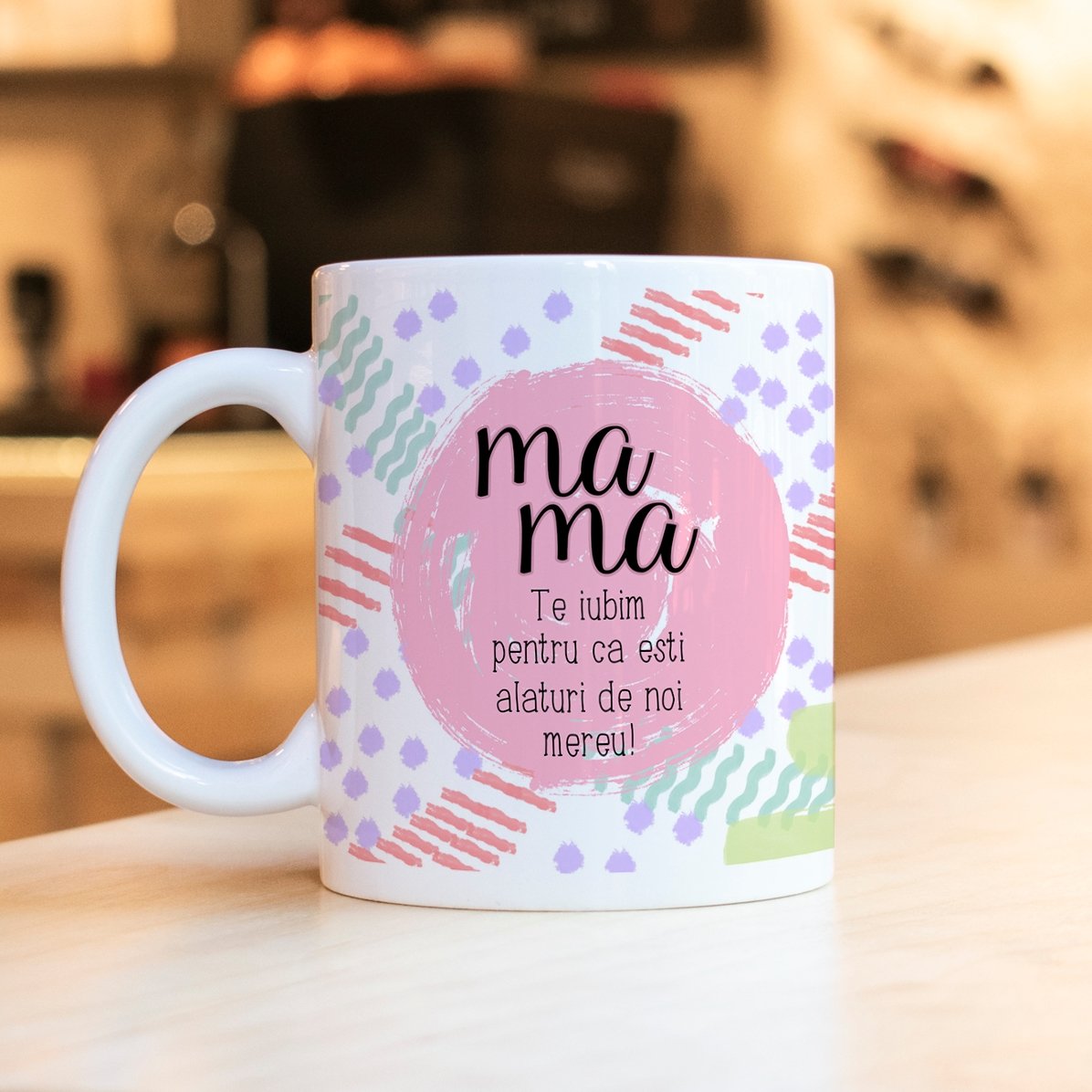 Cană personalizată cu text pentru mama - Pastel