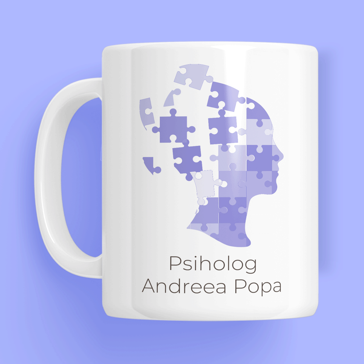 Personalised mug with text for psychologists - Mental puzzle