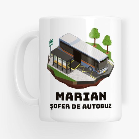 Cană personalizată cu text pentru șoferi - Șofer de autobuz