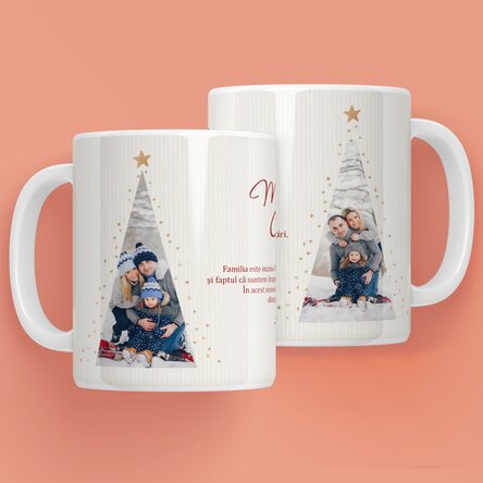 Cană personalizată cu text și 2 poze - Warm Christmas