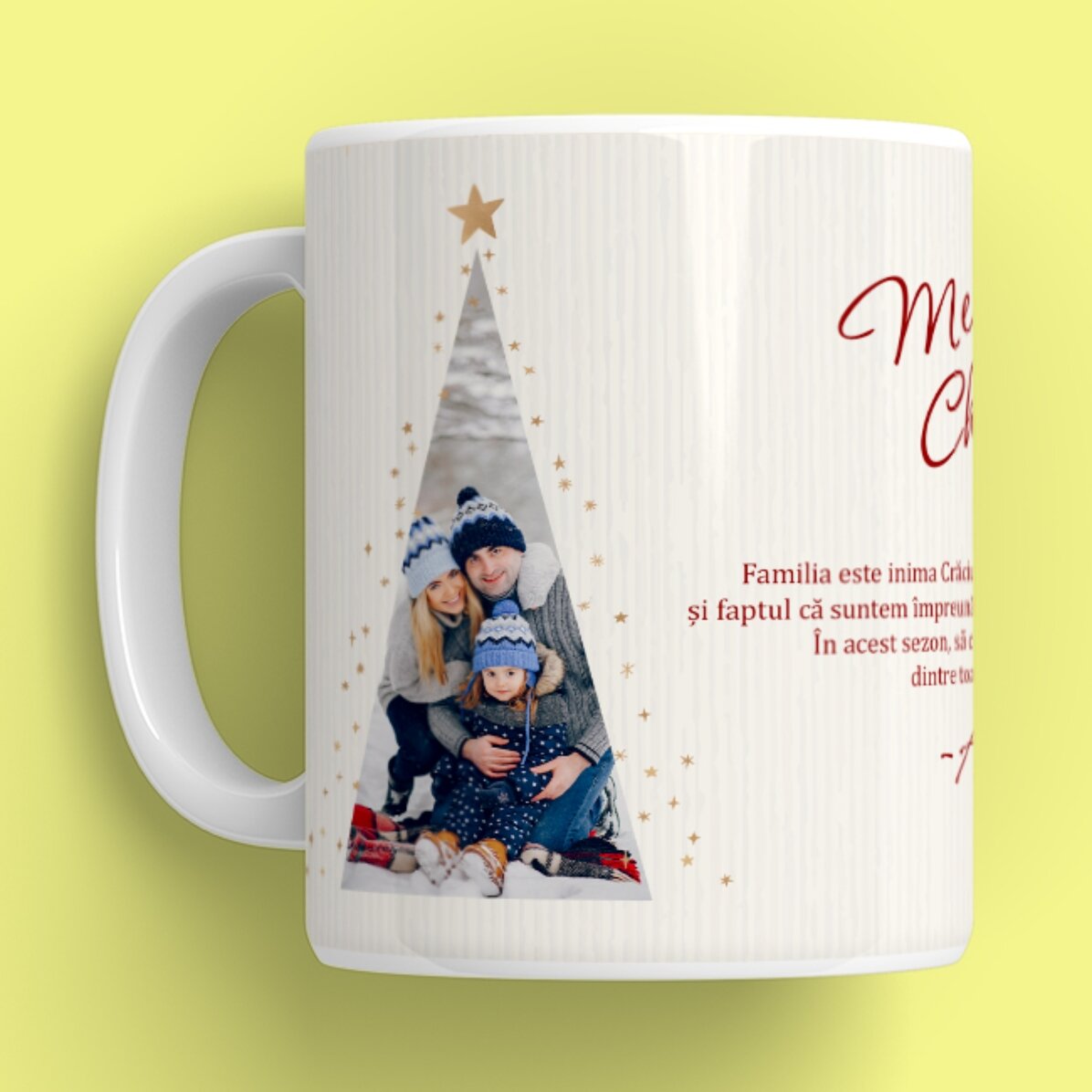 Cană personalizată cu text și 2 poze - Warm Christmas