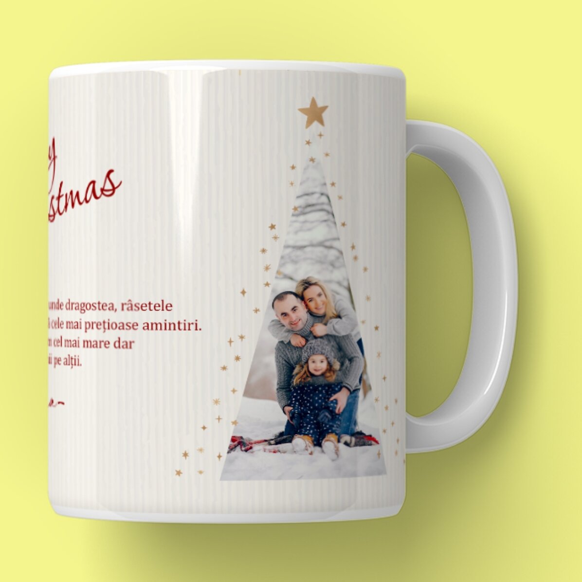 Cană personalizată cu text și 2 poze - Warm Christmas
