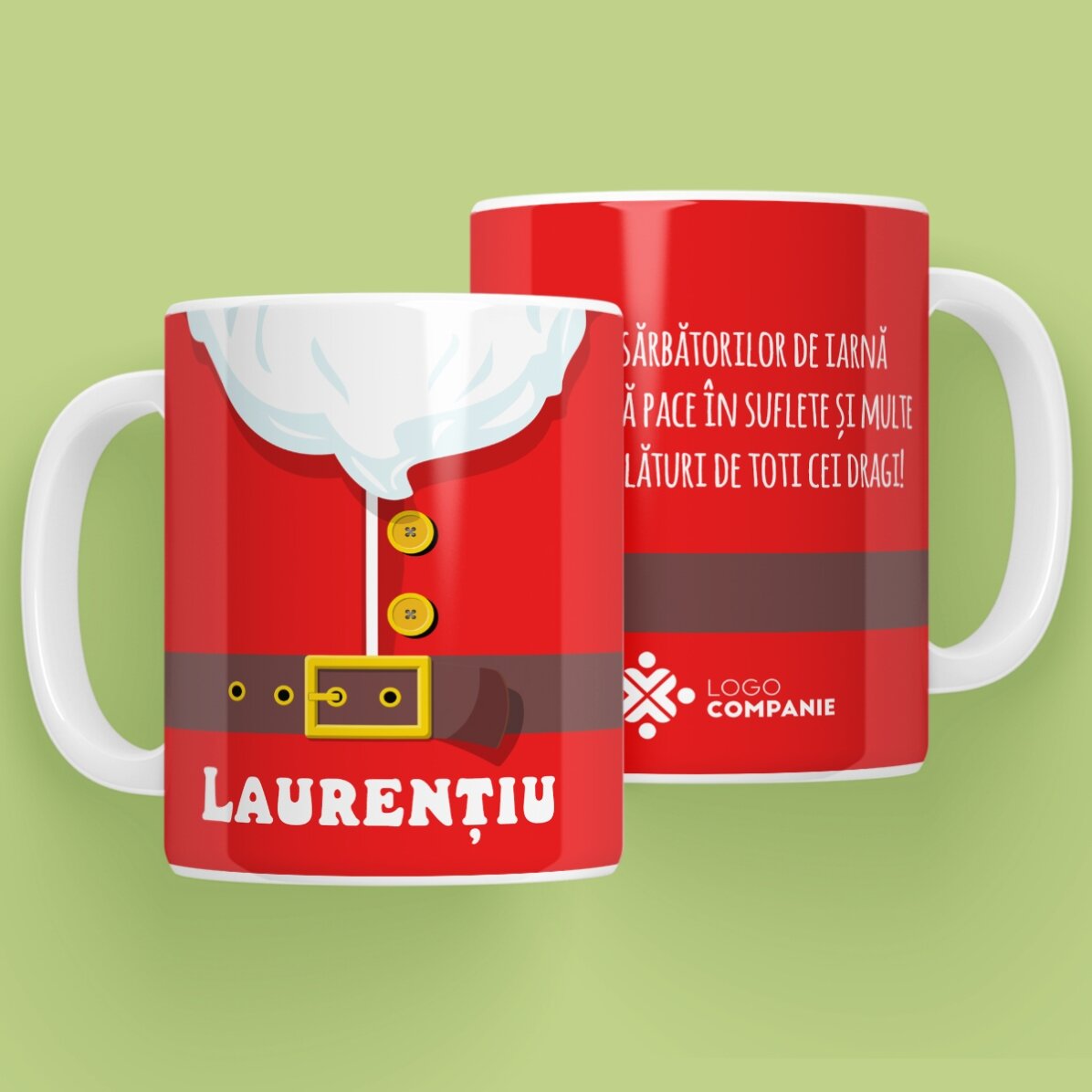 Cană personalizată cu text și logo - Cana Moșului