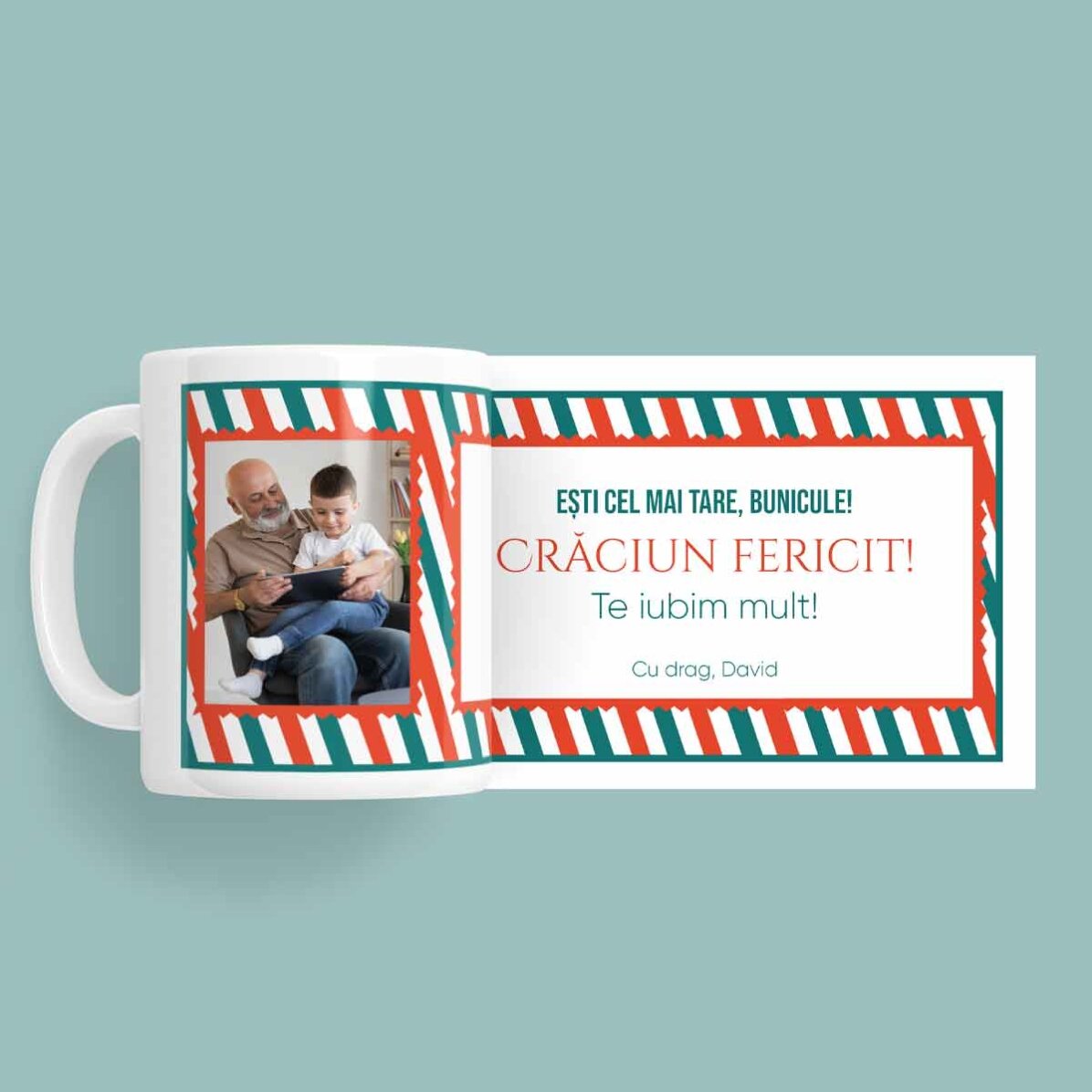 Cană personalizată cu text și o poză - Crăciun fericit!