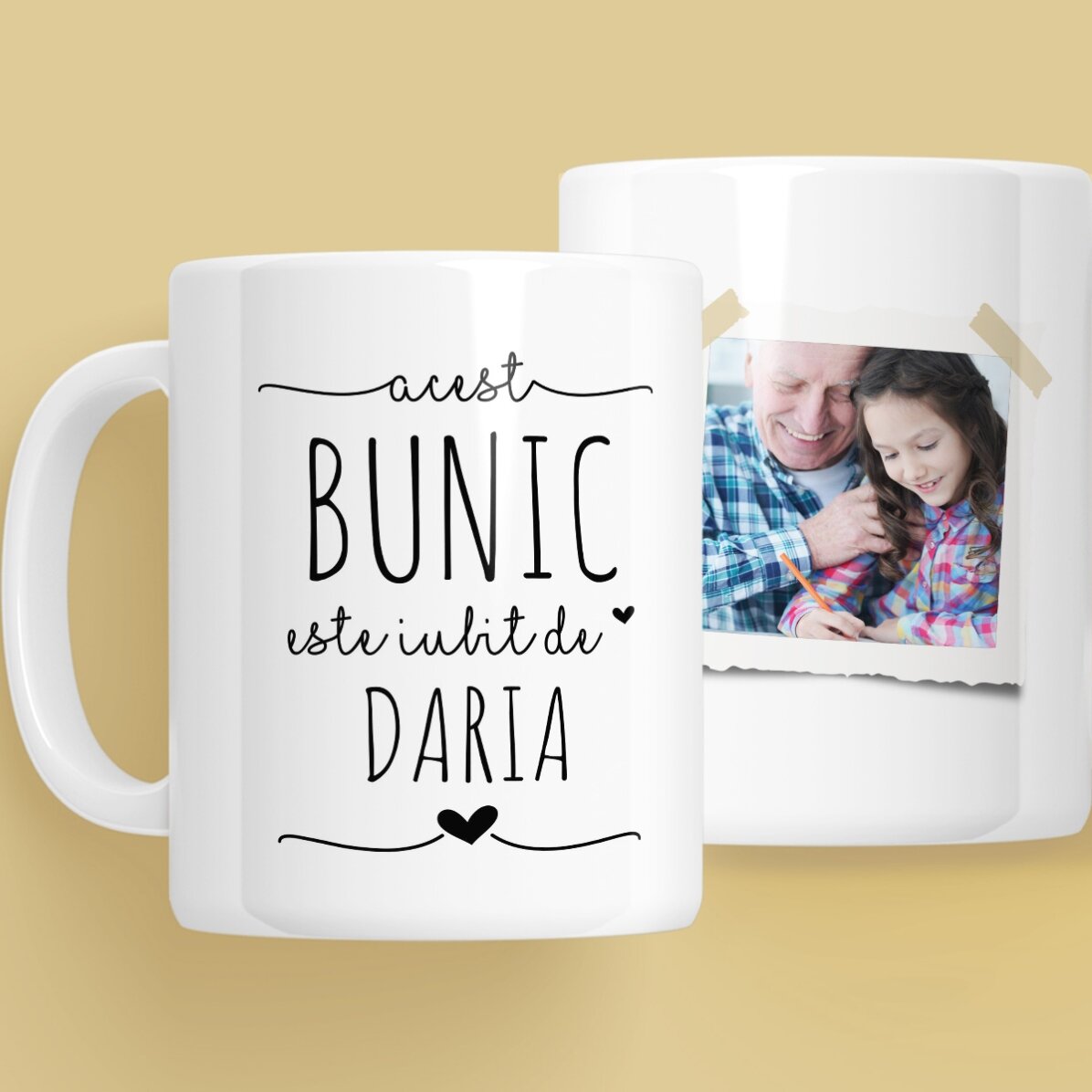 Cană personalizată cu text și poză - Bunicul iubit
