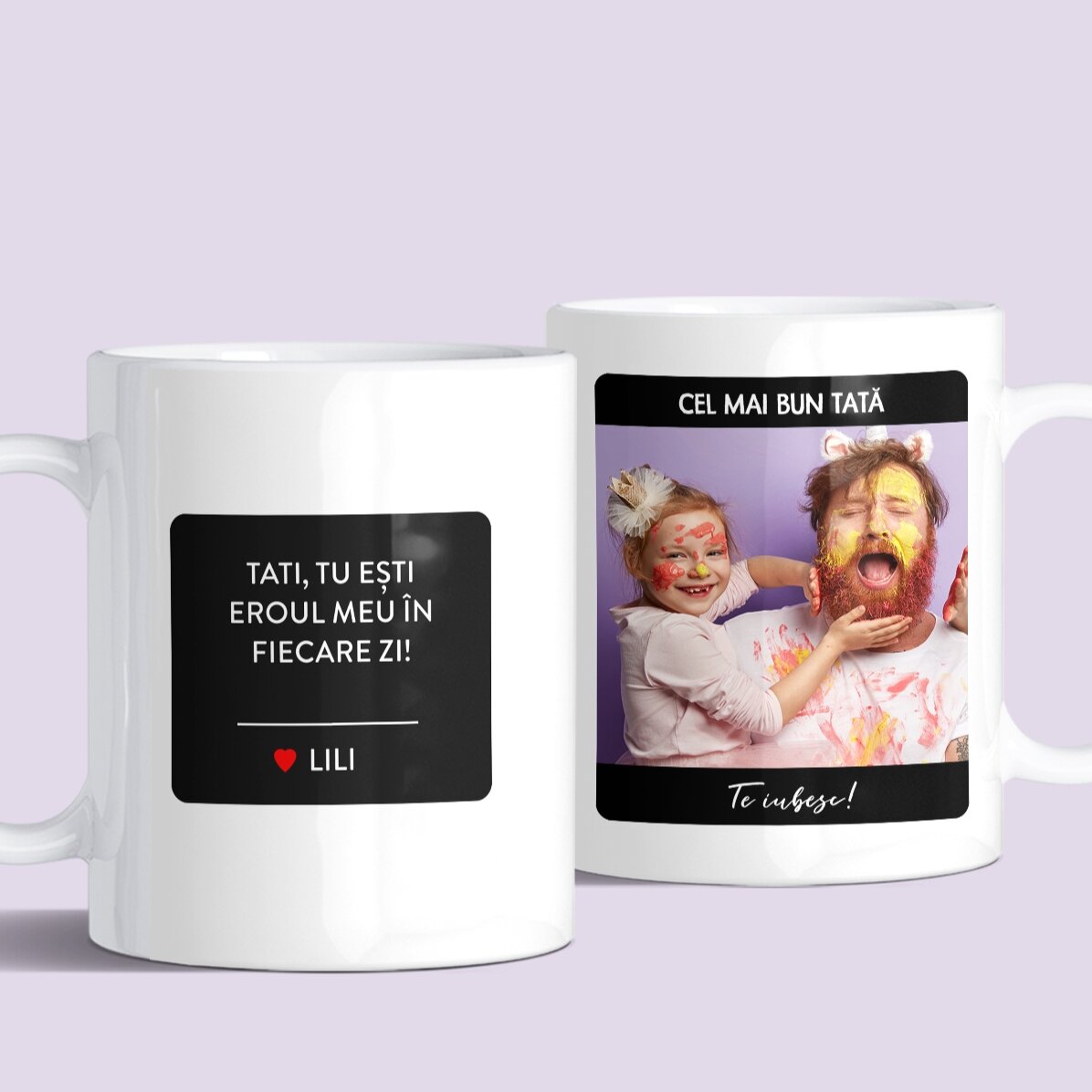 Cană personalizată cu text și poză - Eroul meu