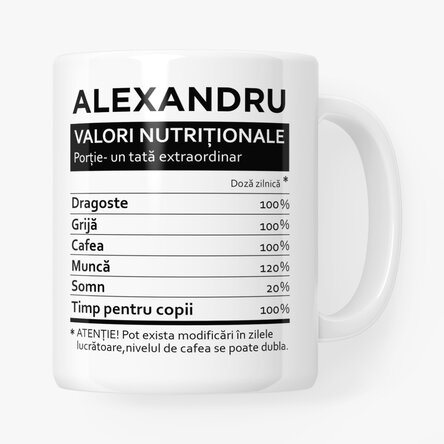 Cană personalizată cu text - Valori nutriționale