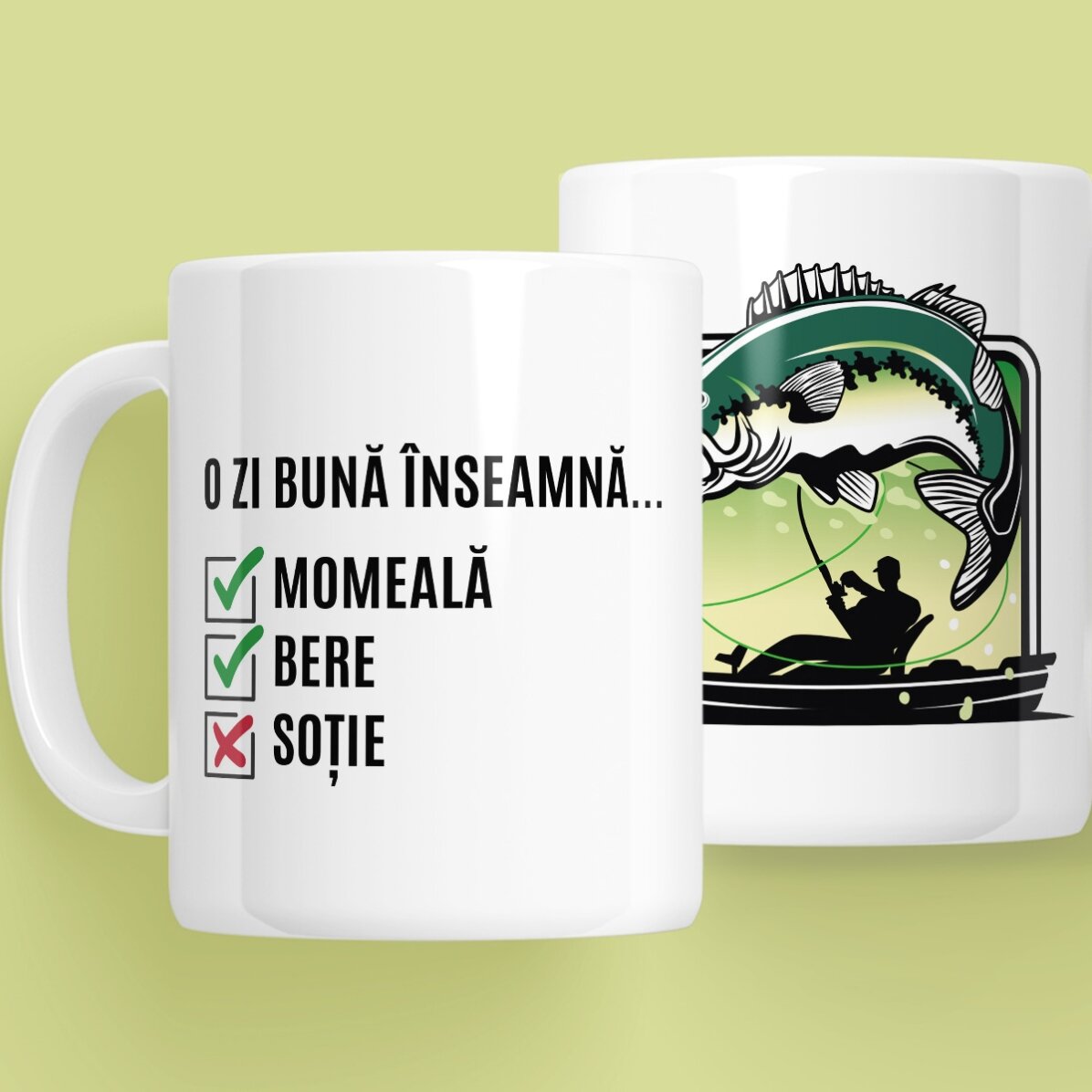 Cană personalizată cu text - Ziua pescarului