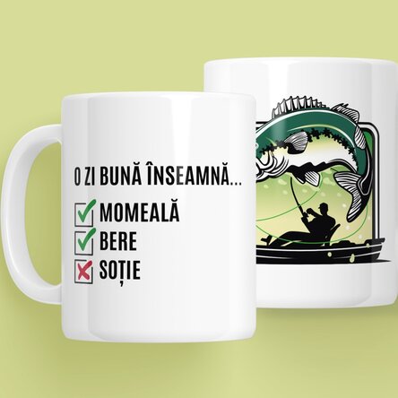 Cană personalizată cu text - Ziua pescarului