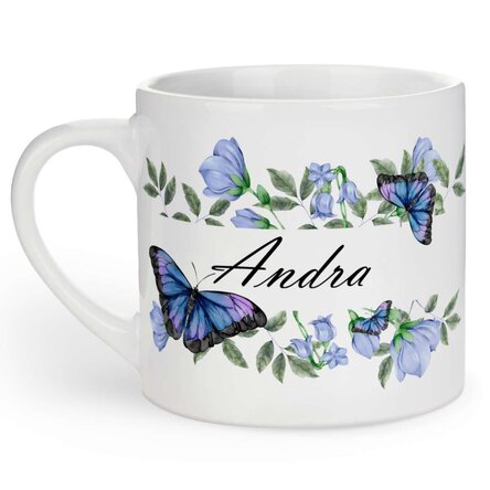 Cană personalizată pentru copii cu text - Model Fluturi