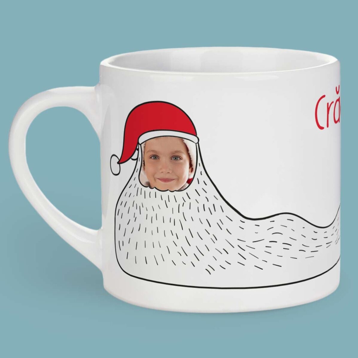 Cană personalizată pentru copii cu text și poză - Barba lui Moș Crăciun