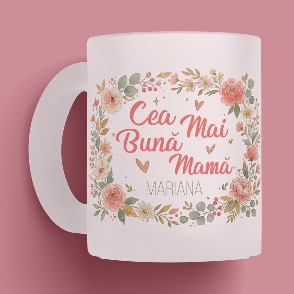 Personalised glass mug with text – The Best Mum