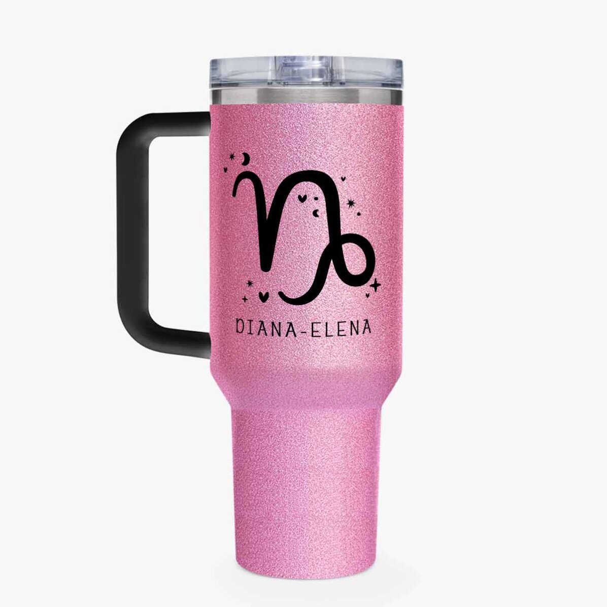 Cană termos cu mâner și pai personalizată cu mesaj - Zodia Capricorn