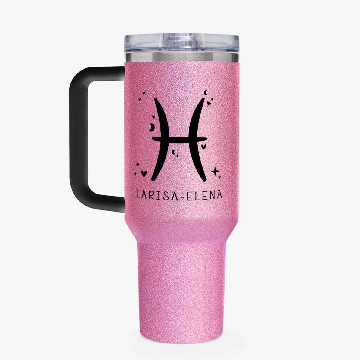 Cană termos cu mâner și pai personalizată cu mesaj - Zodia Pești