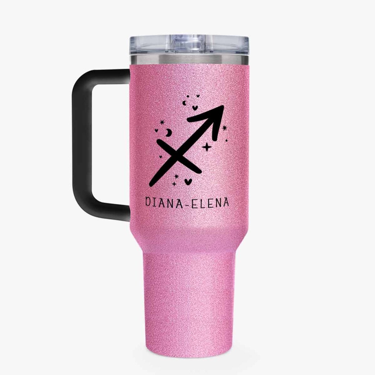 Cană termos cu mâner și pai personalizată cu mesaj - Zodia Săgetător