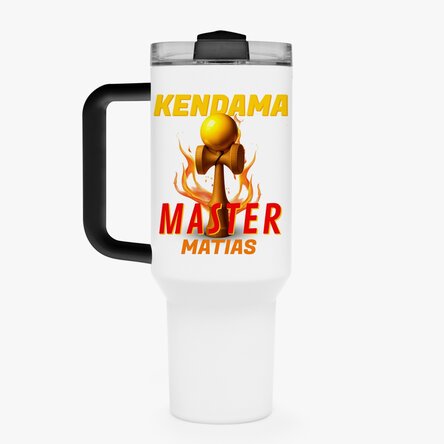 Cană termos cu mâner și pai personalizată cu nume - Kendama Master