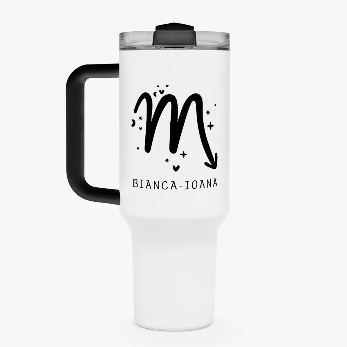 Cană termos cu mâner și pai personalizată cu text - Zodia Scorpion