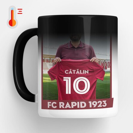 Cană termosensibilă FC Rapid 1923 personalizată cu nume și număr - Tricou Adrian Mutu
