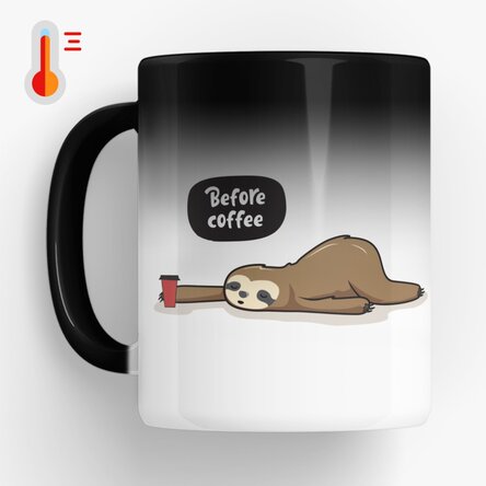 Cană termosensibilă personalizată - Before and after coffee