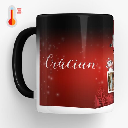 Cană termosensibilă personalizată cu 5 poze - Prietenii Moșului