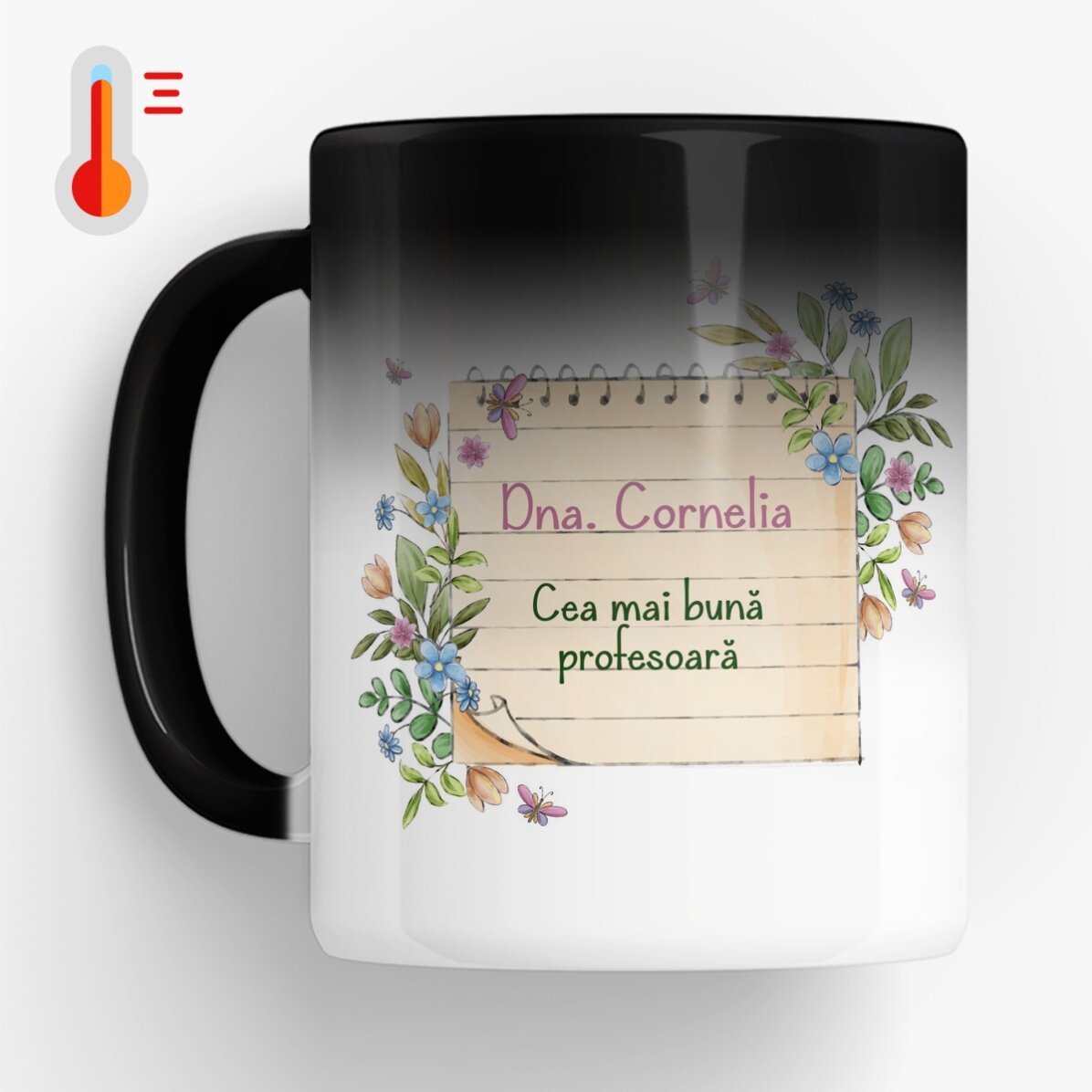 Cană termosensibilă personalizată cu mesaj pentru profesoare 