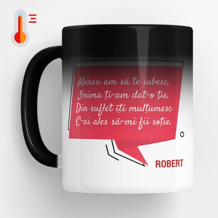 Cană termosensibilă personalizată cu mesaj pentru soție x Flick